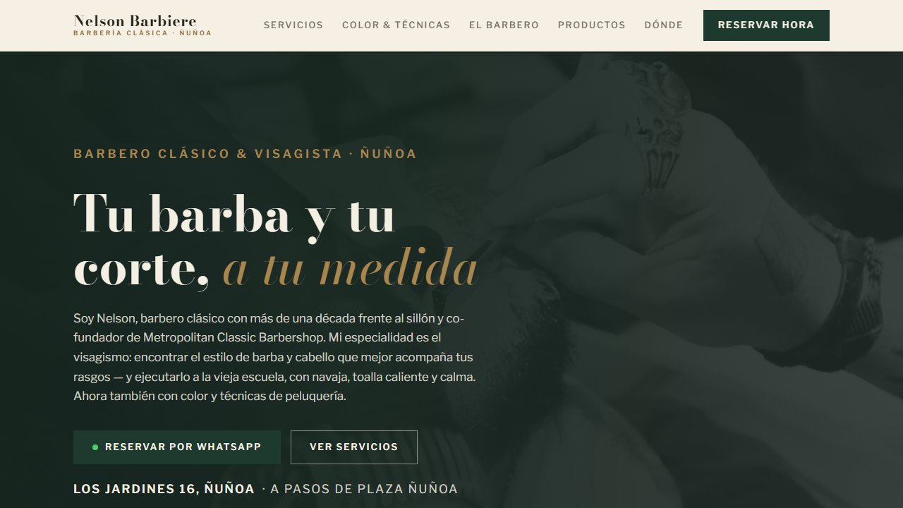 Sitio web de Nelson Barbiere, barbería en Ñuñoa